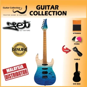 JET JS1000 QTBL Electric Guitar | HSS Modern S-Style | Transparent Blue - Image 1