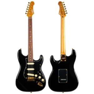 JET JS380 BK G Electric Guitar | SSS S-Style | Black with Gold hardware - Image 2