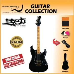 JET JS400 BK G Electric Guitar | HSS S-Style | Black with Gold Hardware - Image 1