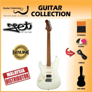 JET JS400 WH LH Lefthanded Electric Guitar | HSS S-Style | Olympic White - Image 1