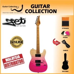 JET JT450 QTPK Electric Guitar | HH T-Style | Quilted Transparent Pink - Image 1
