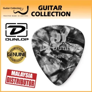 Jim Dunlop 483P02TH Celluloid Thin Standard Guitar Picks | Classic Black Pearl (12 pcs/pack) - Image 1