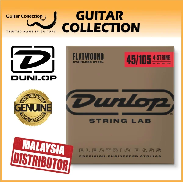 Jim Dunlop DBFS45105 Bass Guitar Strings | 4-String | Flatwound Stainless Steel | 045–105 - Image 1