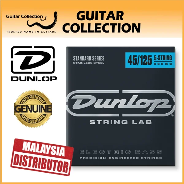 Jim Dunlop DBS45125 Bass Guitar Strings | 5-String | Stainless Steel | 045–125 - Image 1