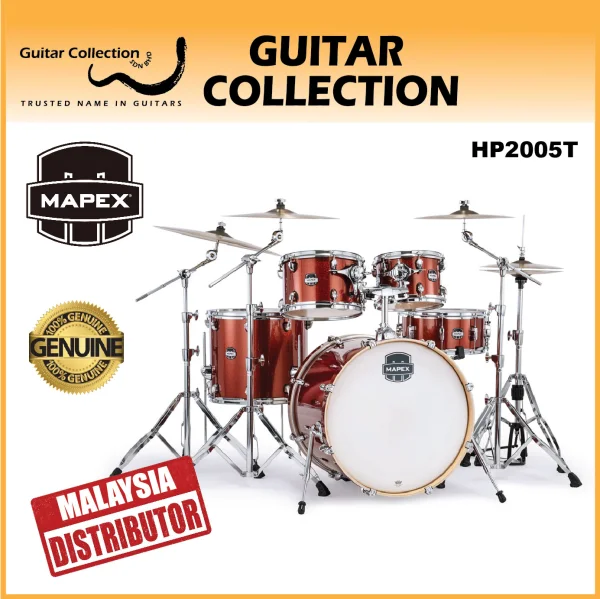 Mapex MARS Birch MA529SFOR+HP2005T | 5-Piece Drum Set & 5-Piece Hardware With Throne, w/o Cymbals | Blood Orange Sparkle - Image 1