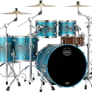Mapex SATURN EVOLUTION Maple SE628XMPT+HP8005 | 5-Piece Drum Set & Hardware w/o Snare, Cymbals & Throne | Exotic Azure Burst - Image 2