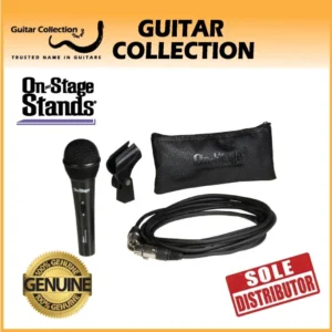 On Stage AS400 Audio Spectrum Dynamic Handheld Microphone with 20ft XLR-XLR Cable, Mic Clip & Pouch - Image 1