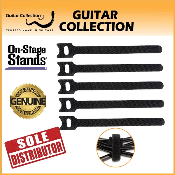 On Stage CTA6600 Cable Ties / Hook & Loop Cable Management Velcro Strips | 5 Pack (Length :7.75" / 20 cm) - Image 1