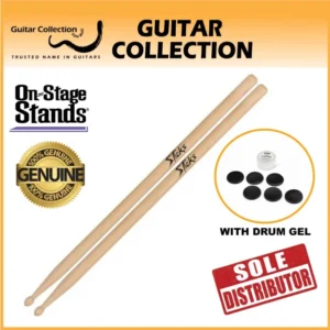 On Stage HW5A+DG600 Drum Sticks & Drum Gel | 5A | Hickory Wood | Wood Tip (1 pair) - Image 1