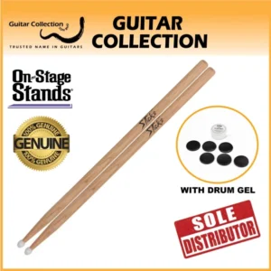 On Stage MN5A+DG600 Drum Sticks & Drum Gel | 5A | Maple Wood | Nylon Tip (1 pair) - Image 1