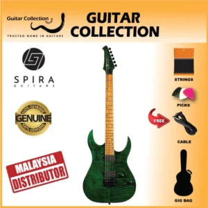 SPIRA S-450 TGR Electric Guitar | 450 Series | HH Modern Double Cutaway | Transparent Green - Image 1