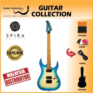 SPIRA S-500 QAB Electric Guitar | 500 Series | HH Modern Double Cutaway | Transparent Aqua Blue - Image 1