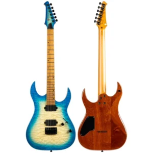 SPIRA S-500 QAB Electric Guitar | 500 Series | HH Modern Double Cutaway | Transparent Aqua Blue - Image 2