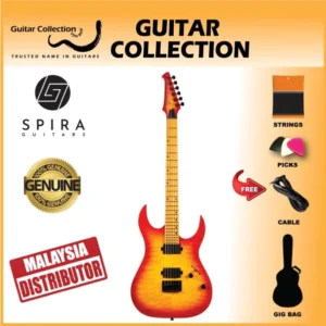 SPIRA S-500 QFB Electric Guitar | 500 Series | HH Modern Double Cutaway | Transparent Fireburst - Image 1