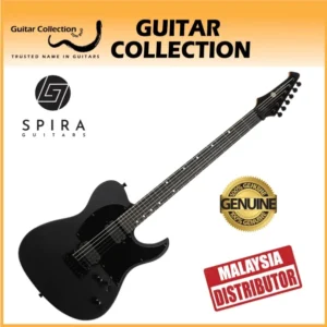 SPIRA T-400 MBK Baritone Electric Guitar | 400 Series | HH Modern Single Cutaway | Matte Black - Image 1