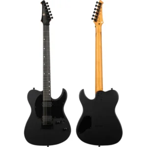 SPIRA T-400 MBK Baritone Electric Guitar | 400 Series | HH Modern Single Cutaway | Matte Black - Image 2