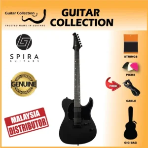 SPIRA T-400 MBK Electric Guitar | 400 Series | HH Modern Single Cutaway | Matte Black - Image 1