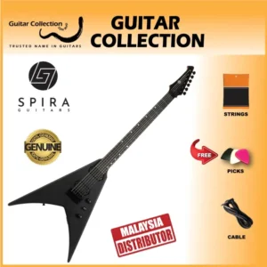 SPIRA V-400 MBK Electric Guitar | 400 Series | HH Modern V-Style | Matte Black - Image 1