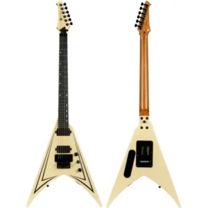 SPIRA V-420 AWH Electric Guitar | 420 Series | HH Modern V-Style | Antique White with Pinstripe - Image 2