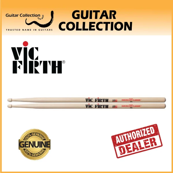 Vic Firth 7A American Classic Hickory Drumstick - 7A - Wood Tip (1 pair) - Image 1